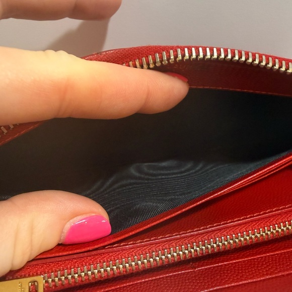 Yves Saint Laurent Red Caviar Leather Wallet - Picture 10 of 12